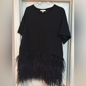 Karlie Black Dress with Feathered Hem